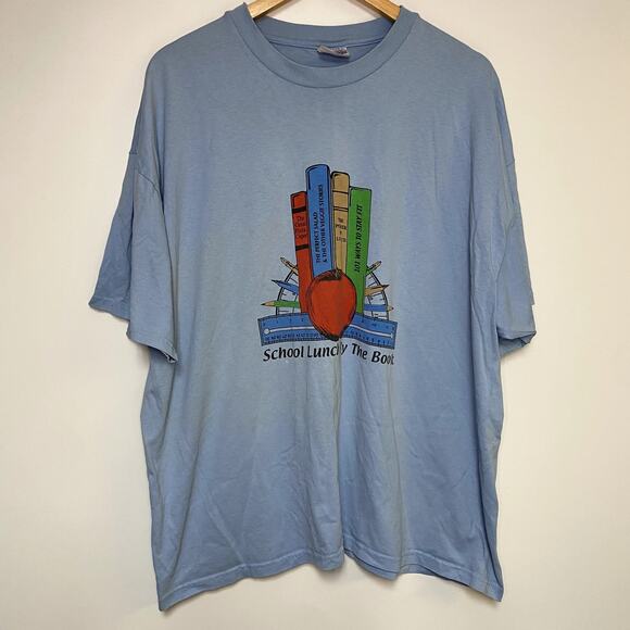 Vintage Lunch Lady Shirt 90s School Cafeteria T-Shirt Blue - Picture 1 of 2